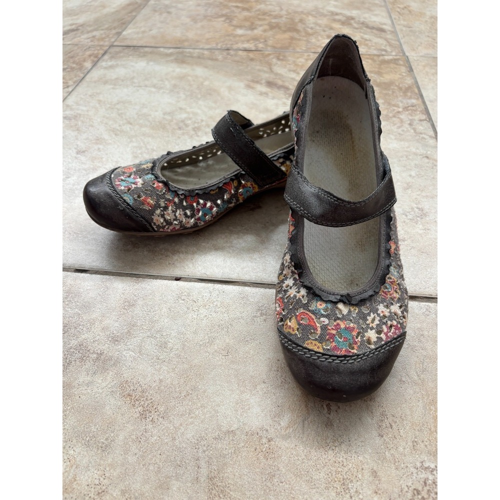 Rieker Antistress Women 8 Floral Tapestry Leather Mary Jane Flats 60850-36
